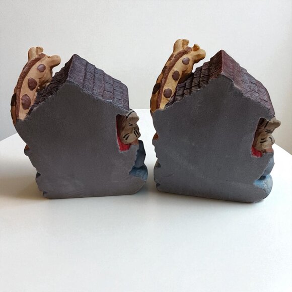 Vintage 1990s Noah's Ark Resin Bookends – Heavy Figi Graphics Set Nursery Decor - Picture 3 of 13